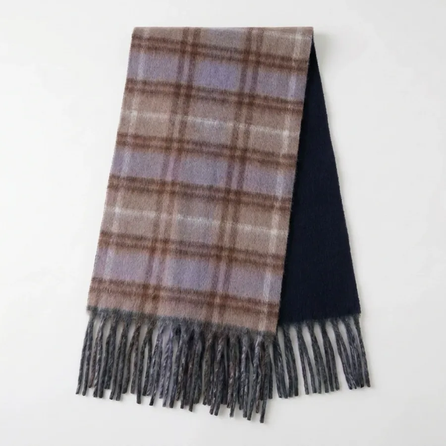 Yarn-Dyed Plaid Fringe Scarf view 8