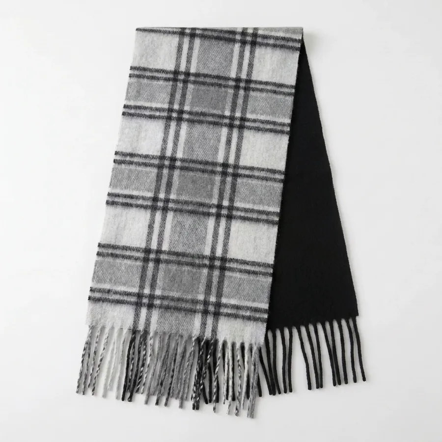 Yarn-Dyed Plaid Fringe Scarf view 10