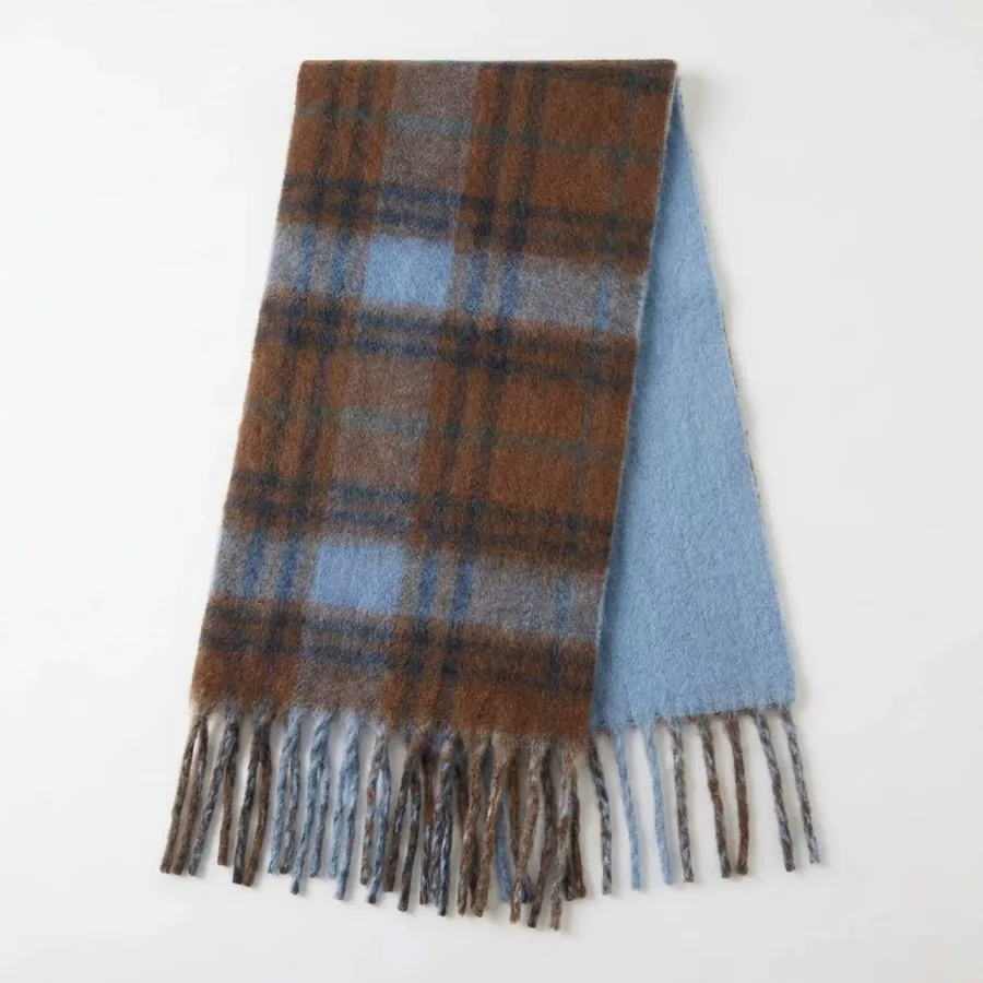 Yarn-Dyed Plaid Fringe Scarf view 11