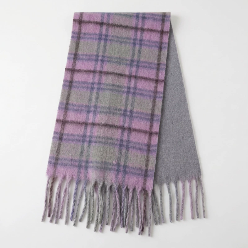 Yarn-Dyed Plaid Fringe Scarf view 12