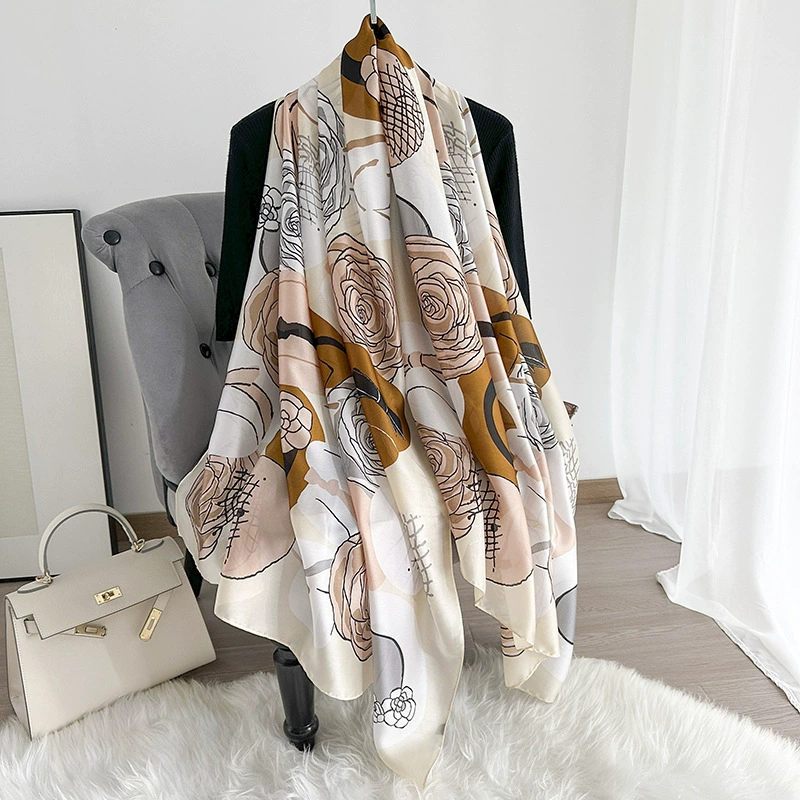 Camellia Print Satin Shawl view 3