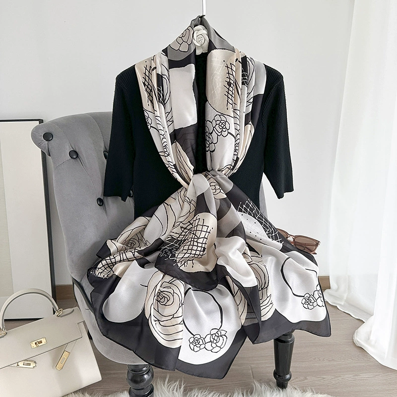 Camellia Print Satin Shawl view 4