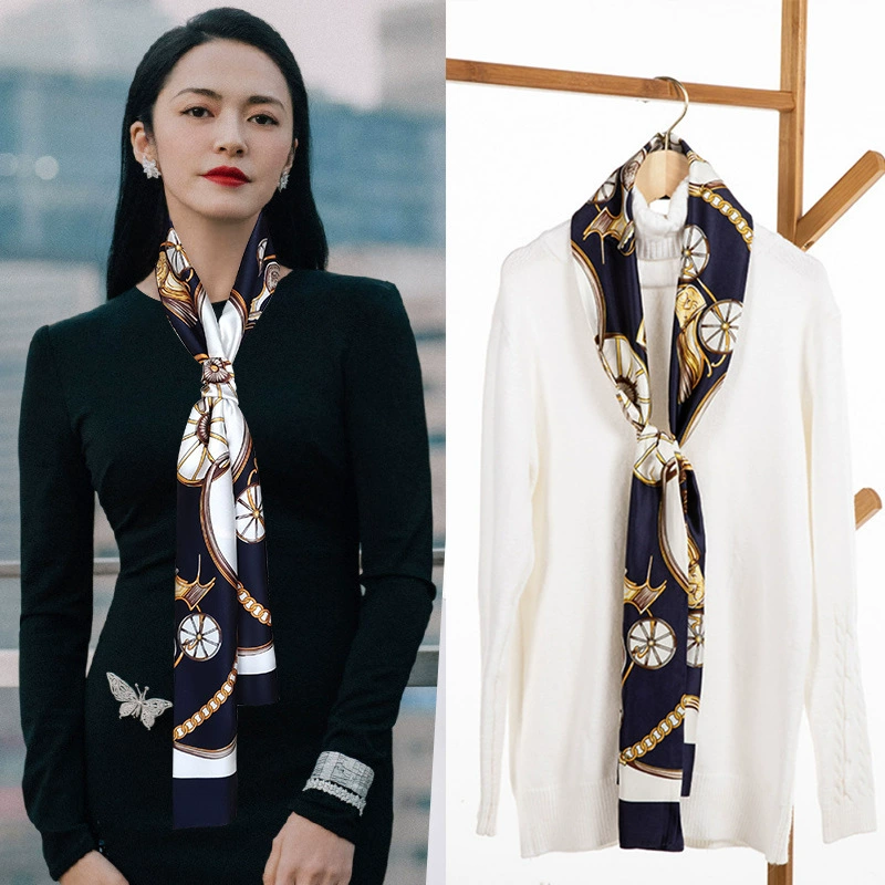 Narrow Silk Twilly Scarf for Women view 2