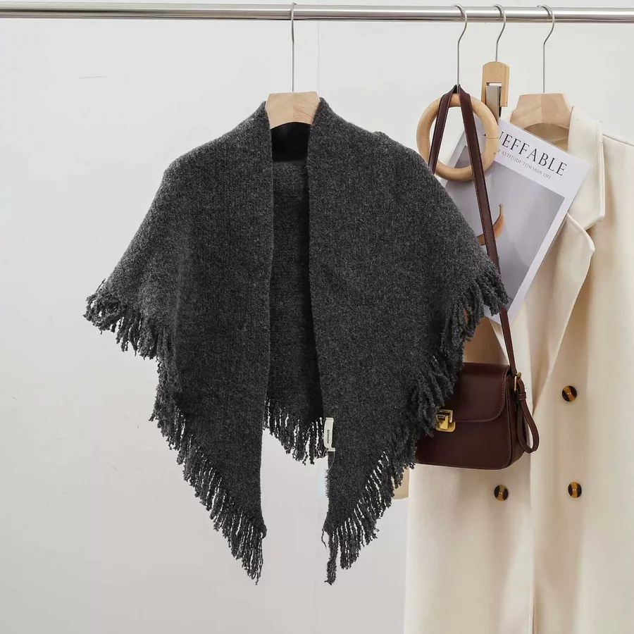 Knit Triangle Fringe Scarf view 8