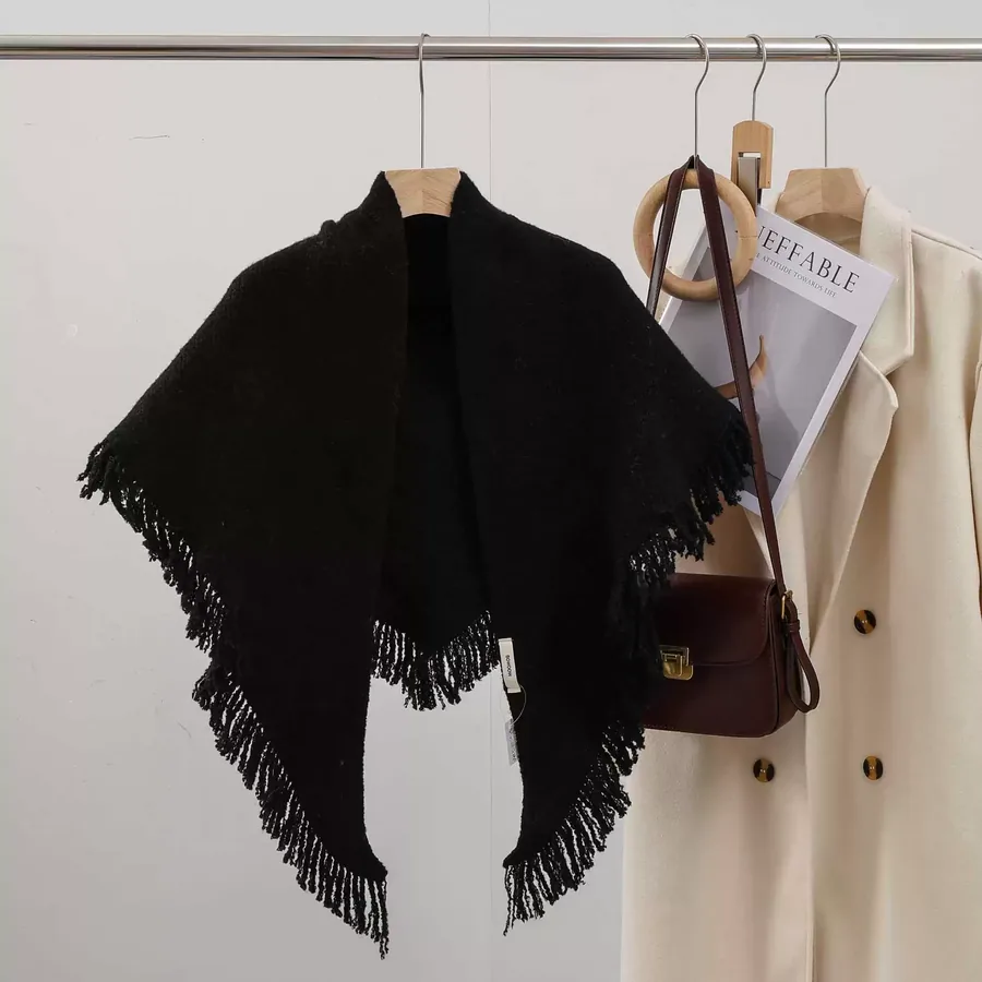 Knit Triangle Fringe Scarf view 9