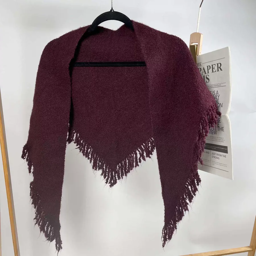 Knit Triangle Fringe Scarf view 10