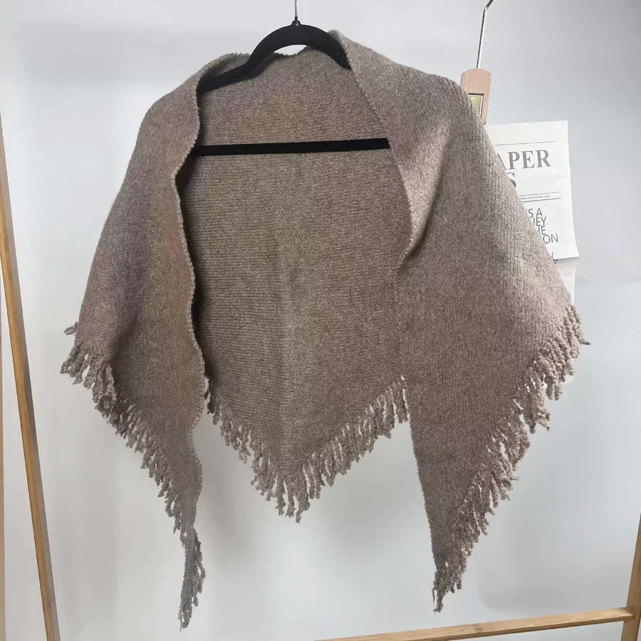 Knit Triangle Fringe Scarf view 11