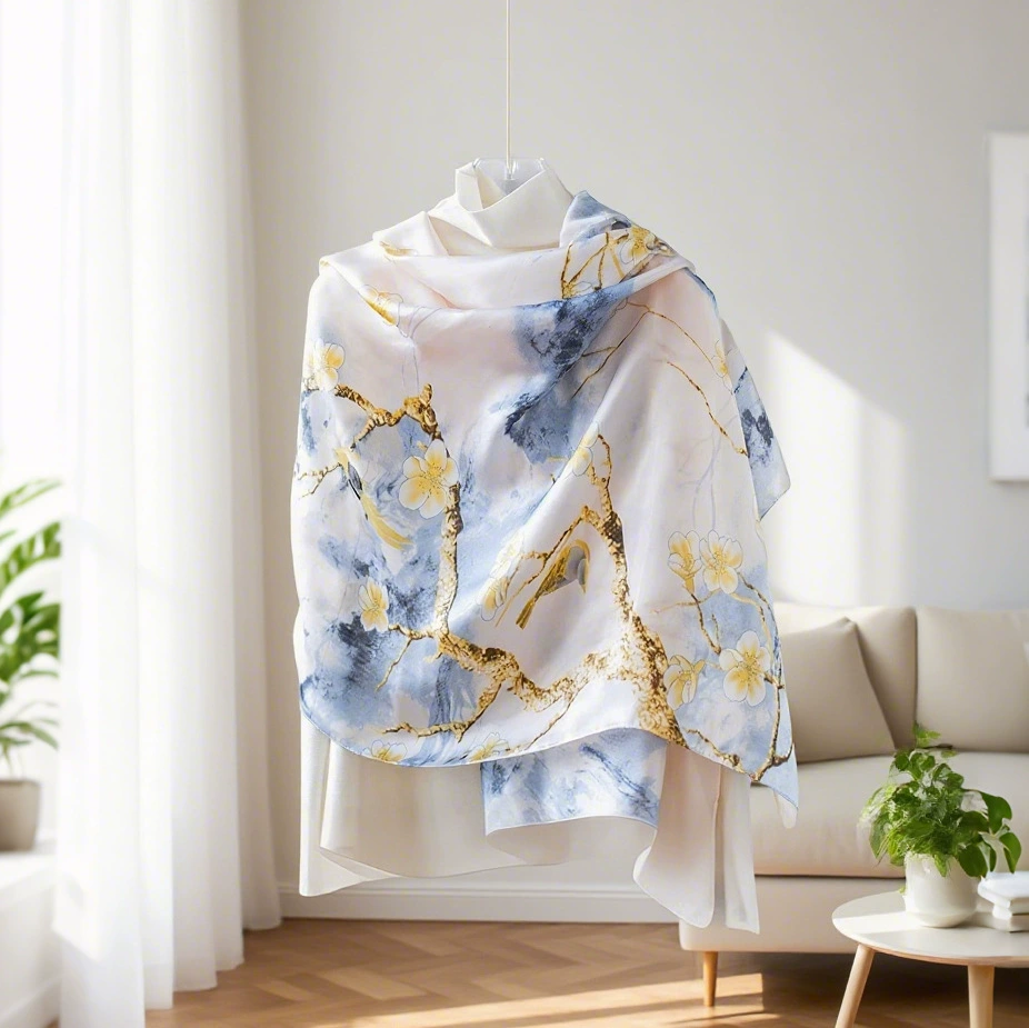 Sheer Silk-Look Long Scarf
