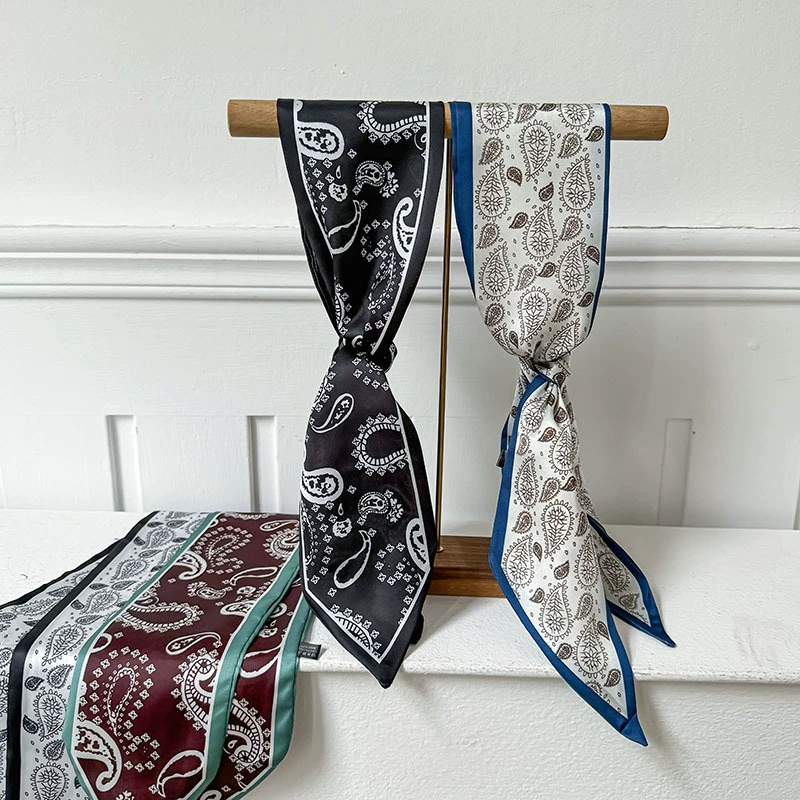 Paisley Long Silk Twilly Scarf view 4