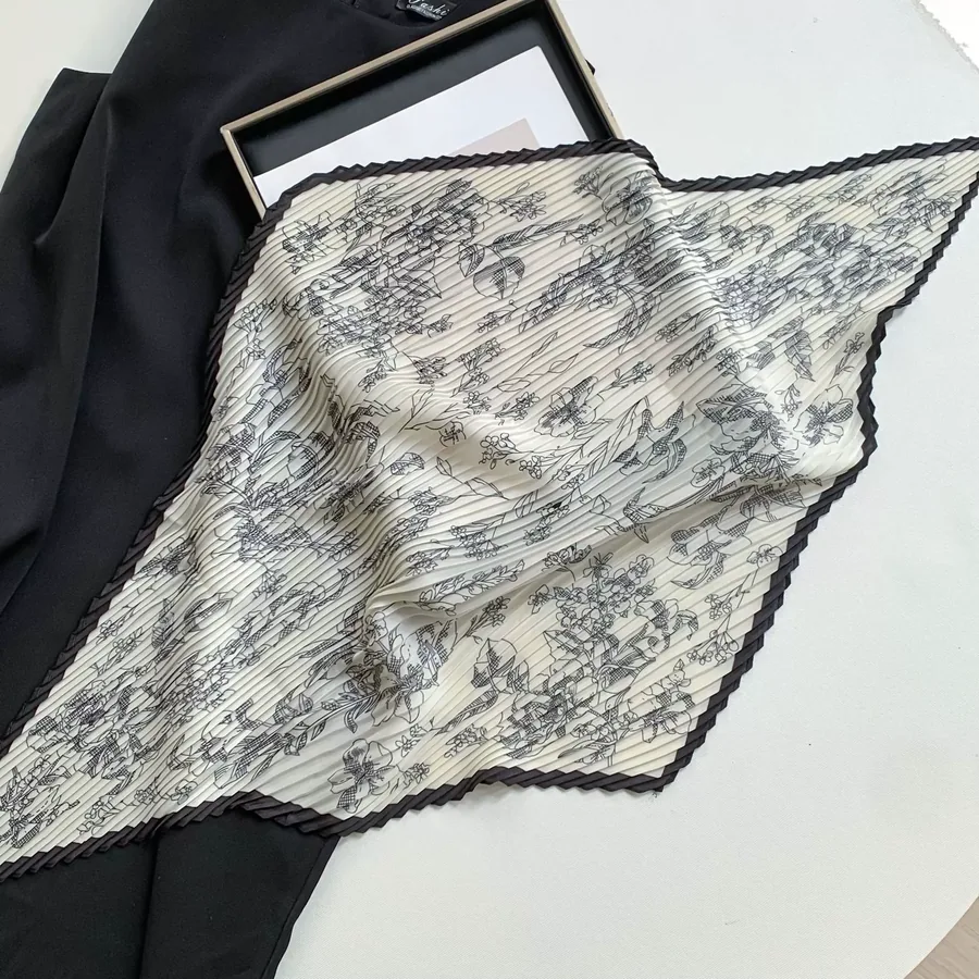 Crinkled Print Silk Scarf view 2