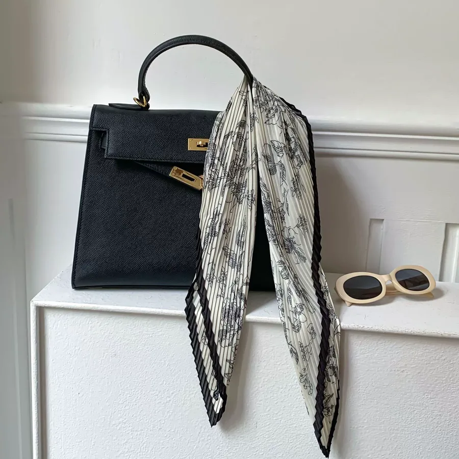 Crinkled Print Silk Scarf view 4