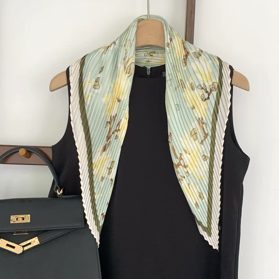 Crinkled Print Silk Scarf view 8