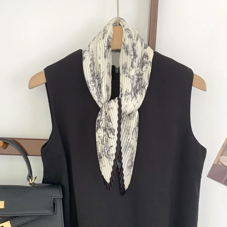 Crinkled Print Silk Scarf view 10