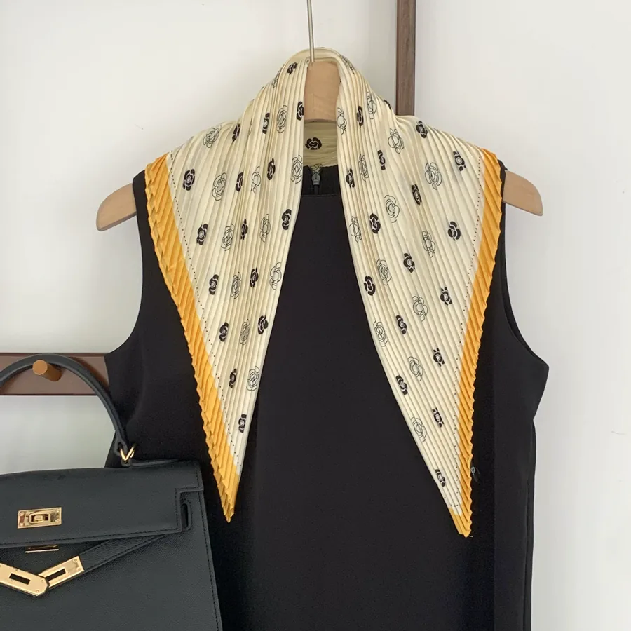 Crinkled Print Silk Scarf view 11