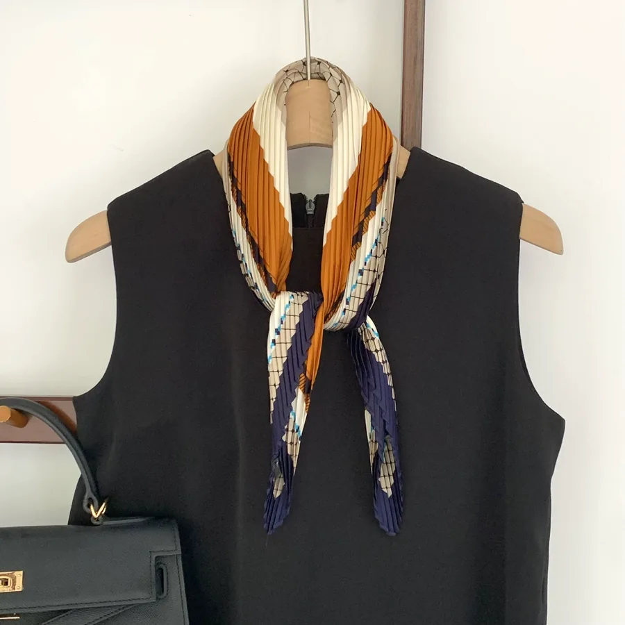 Crinkled Print Silk Scarf view 12