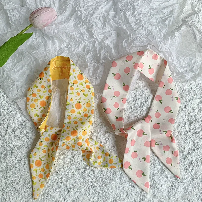 Fruit Print Long Silk Twilly