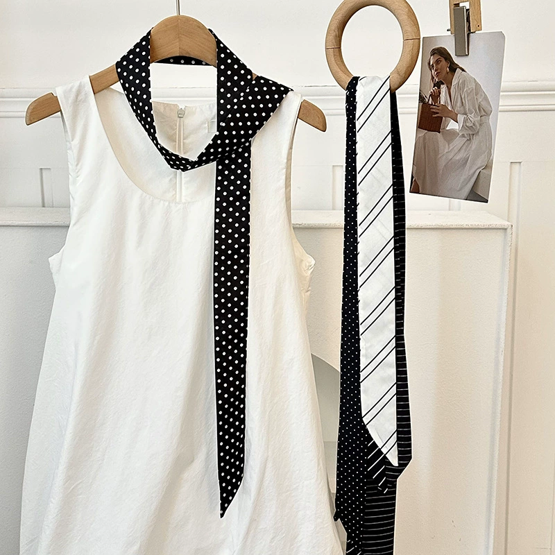 Polka Dot Narrow Polyester Twilly