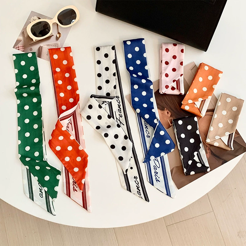 Polka Dot Long Silk Twilly