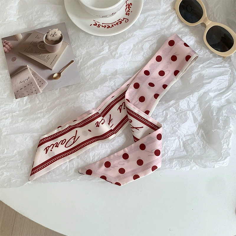 Polka Dot Long Silk Twilly view 8