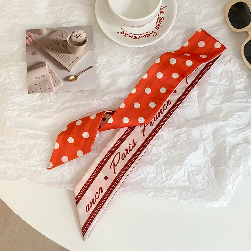 Polka Dot Long Silk Twilly view 10