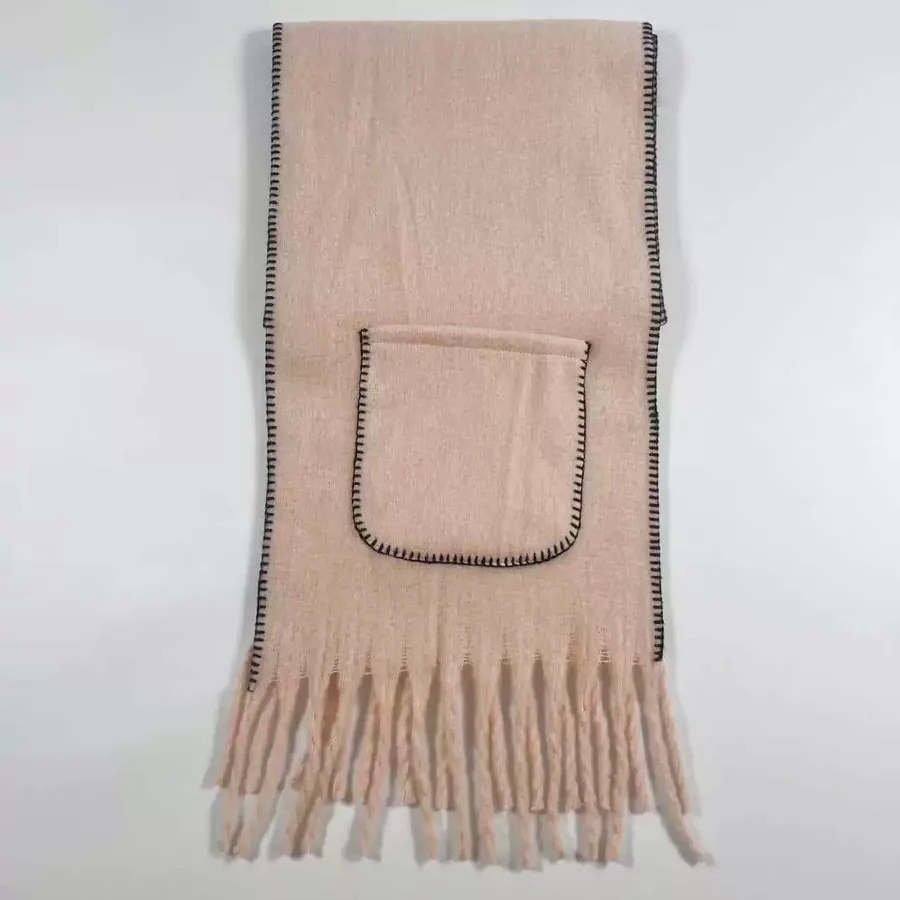 Solid Pocket Fringe Scarf view 9
