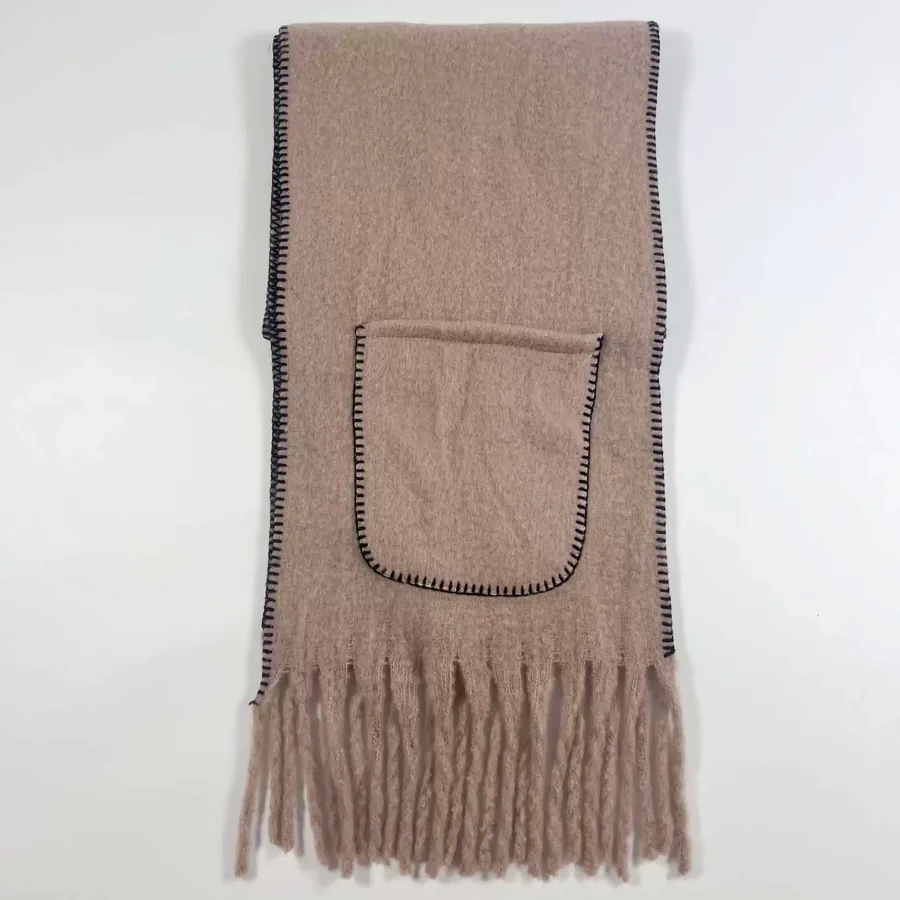 Solid Pocket Fringe Scarf view 12