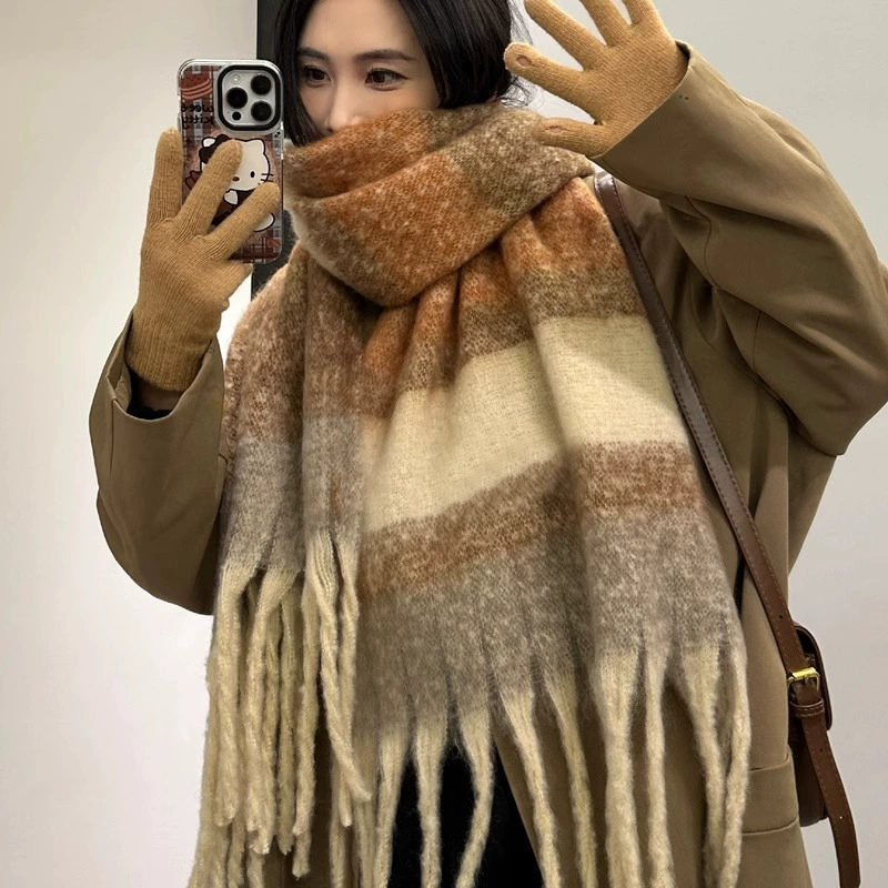 Striped Mohair Scarf for Women view 3