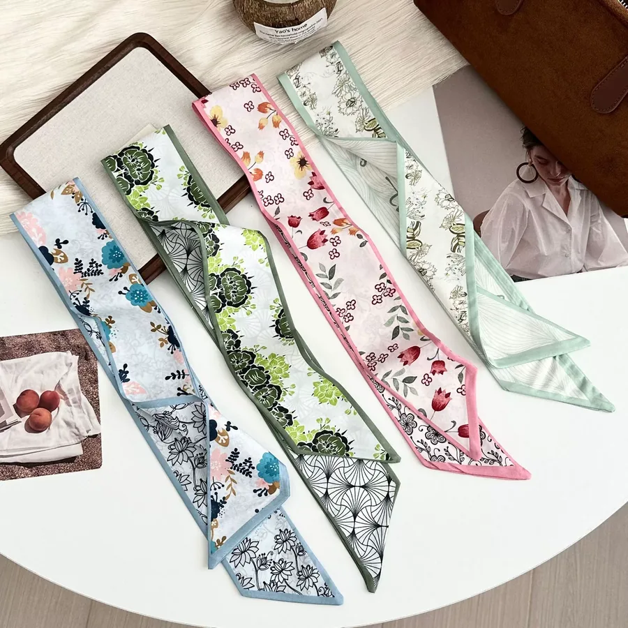 Floral Long Silk Twilly