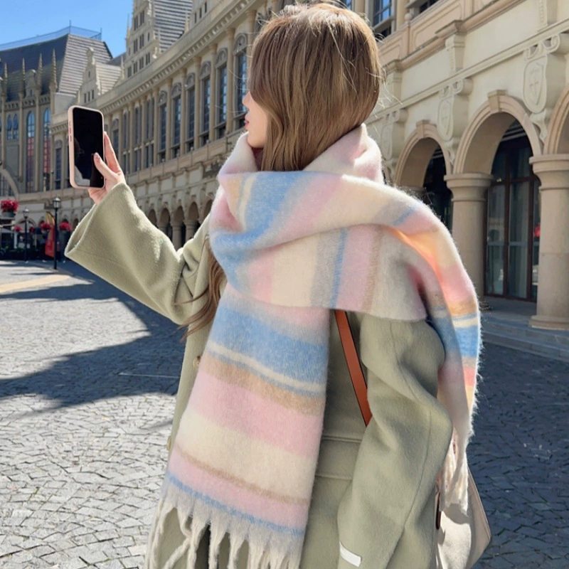 Plaid Fringe Scarf for Women view 5