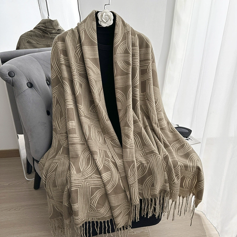Faux Cashmere Fringed Scarf