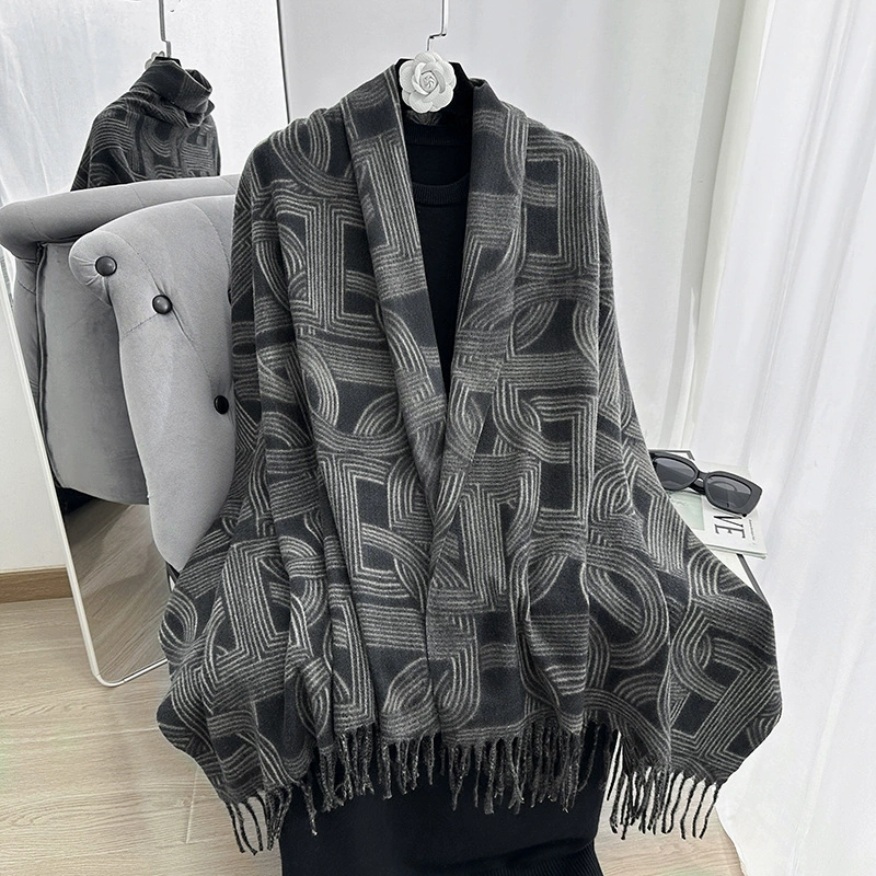 Faux Cashmere Fringed Scarf view 2