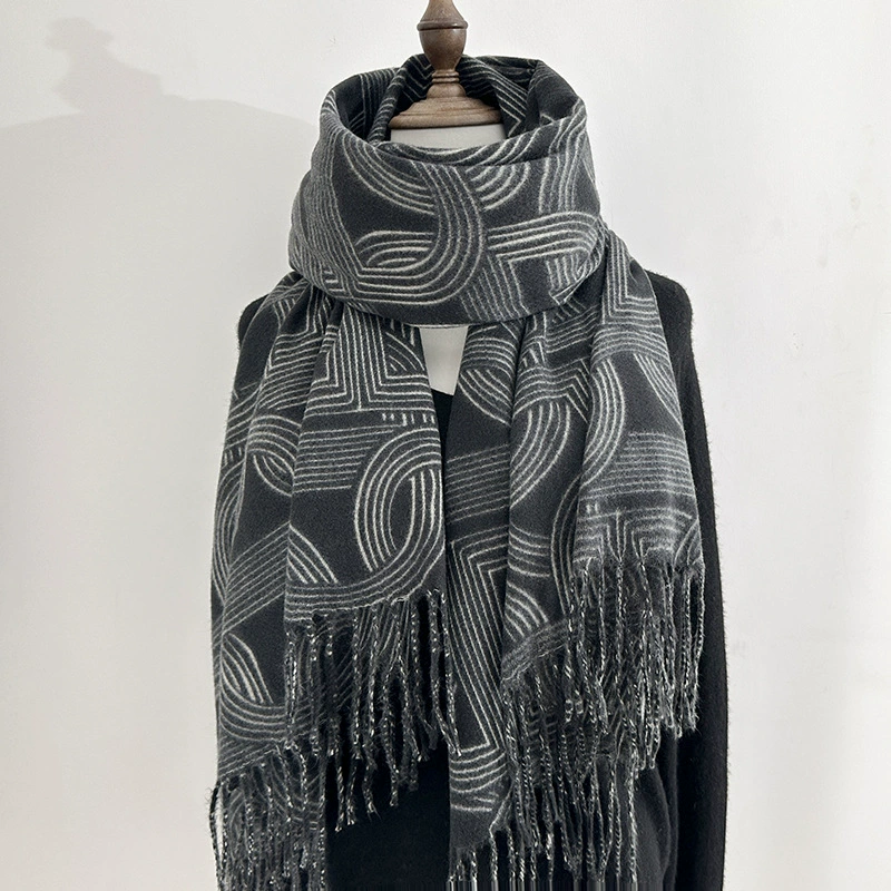 Faux Cashmere Fringed Scarf view 4