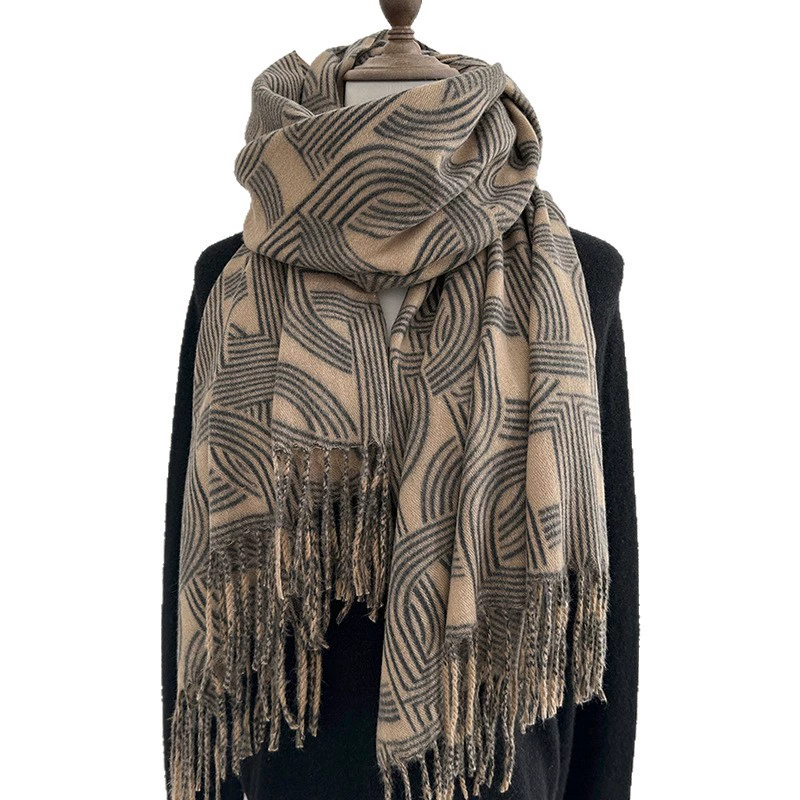 Faux Cashmere Fringed Scarf view 5