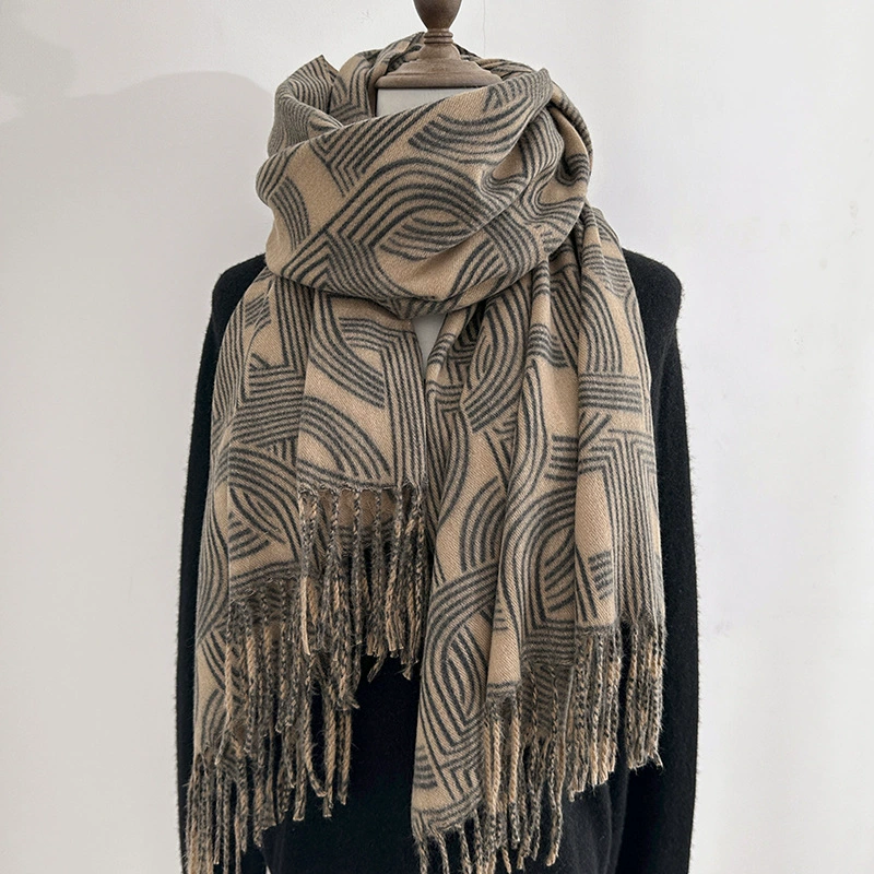 Faux Cashmere Fringed Scarf view 6