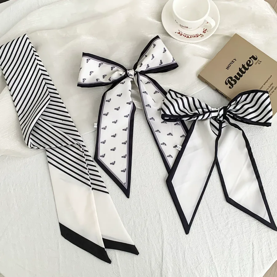 Striped Long Silk Twilly