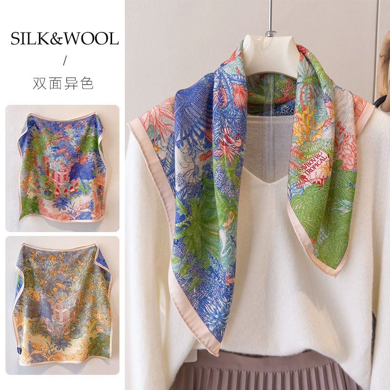 Silk Blend Small Square Scarf view 6