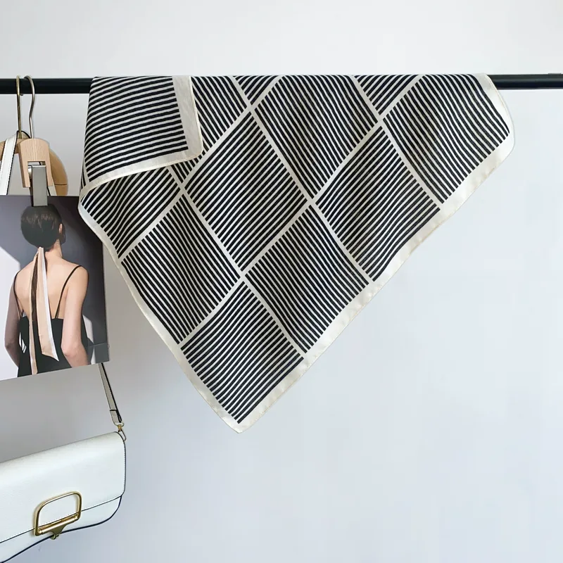 Black White Small Square Scarf