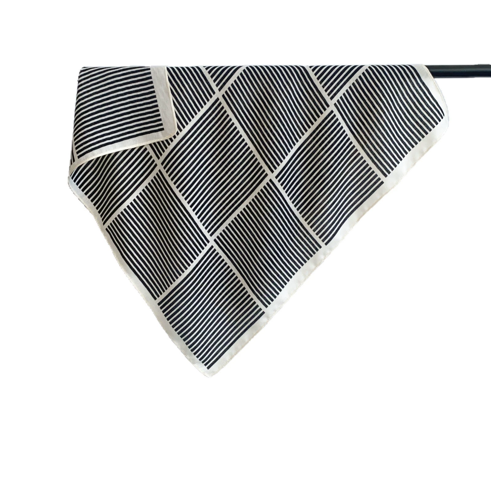 Black White Small Square Scarf view 5