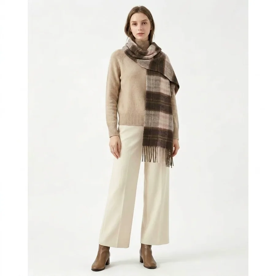 Plaid Fringe Scarf