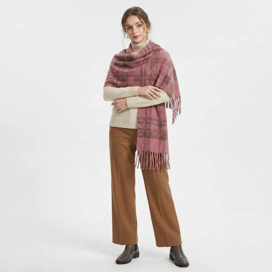 British Plaid Fringe Scarf