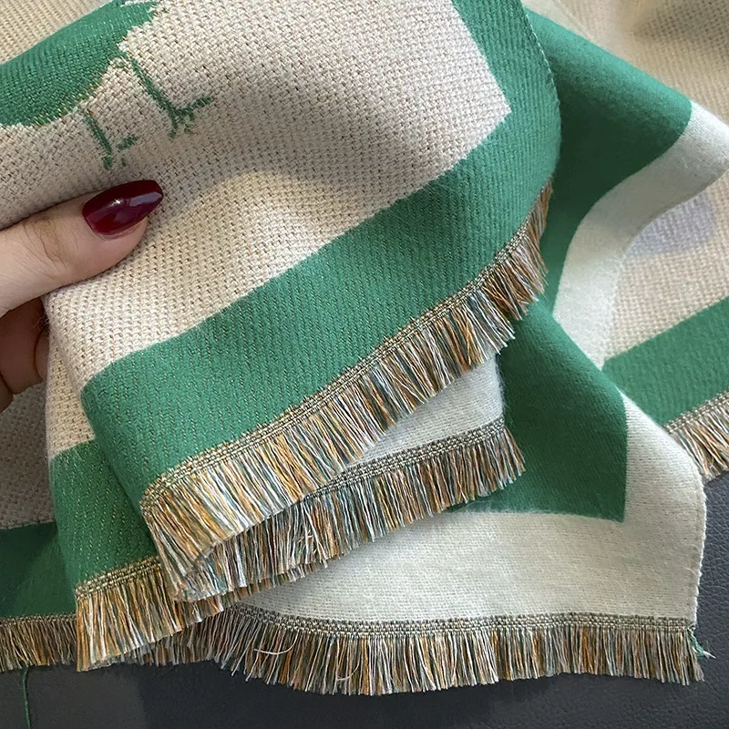 Bird Print Faux Cashmere Scarf for Women view 3