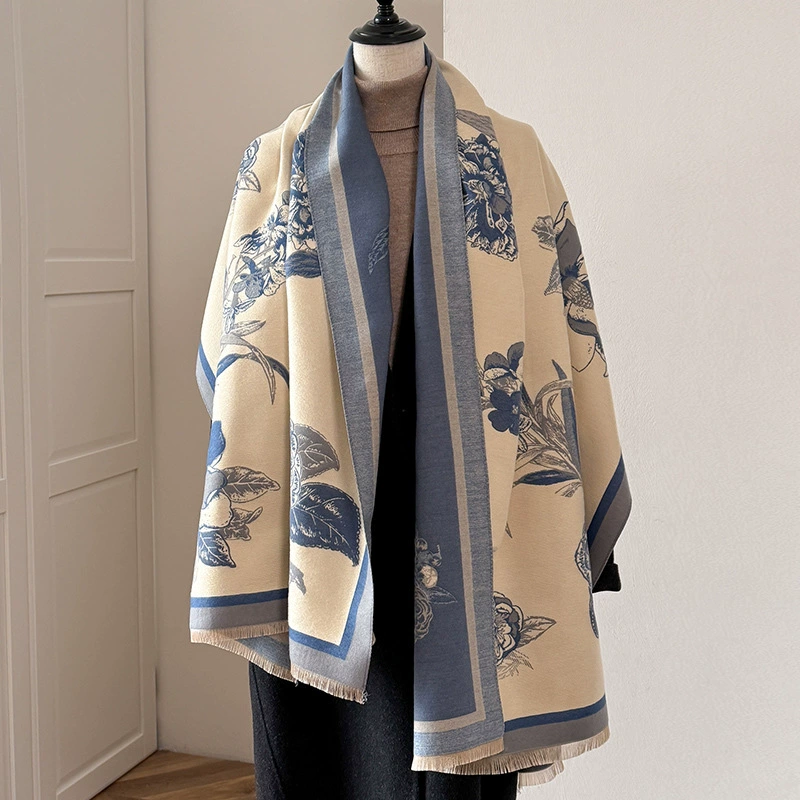 Faux Cashmere Jacquard Winter Scarf