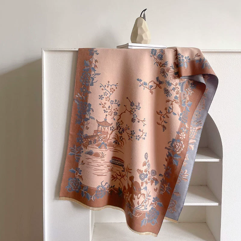 Faux Cashmere Jacquard Winter Scarf view 2