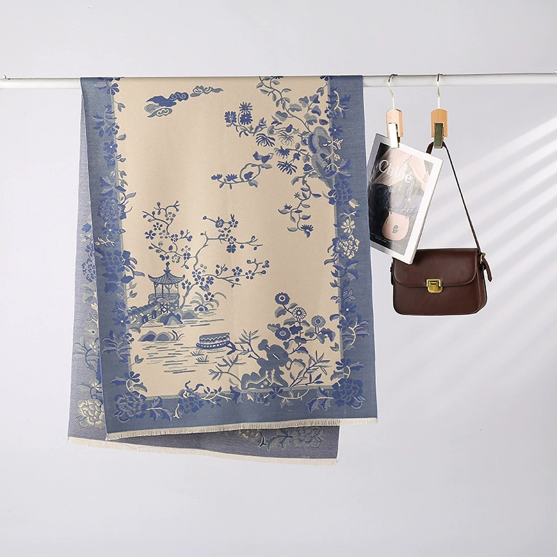 Faux Cashmere Jacquard Winter Scarf view 3