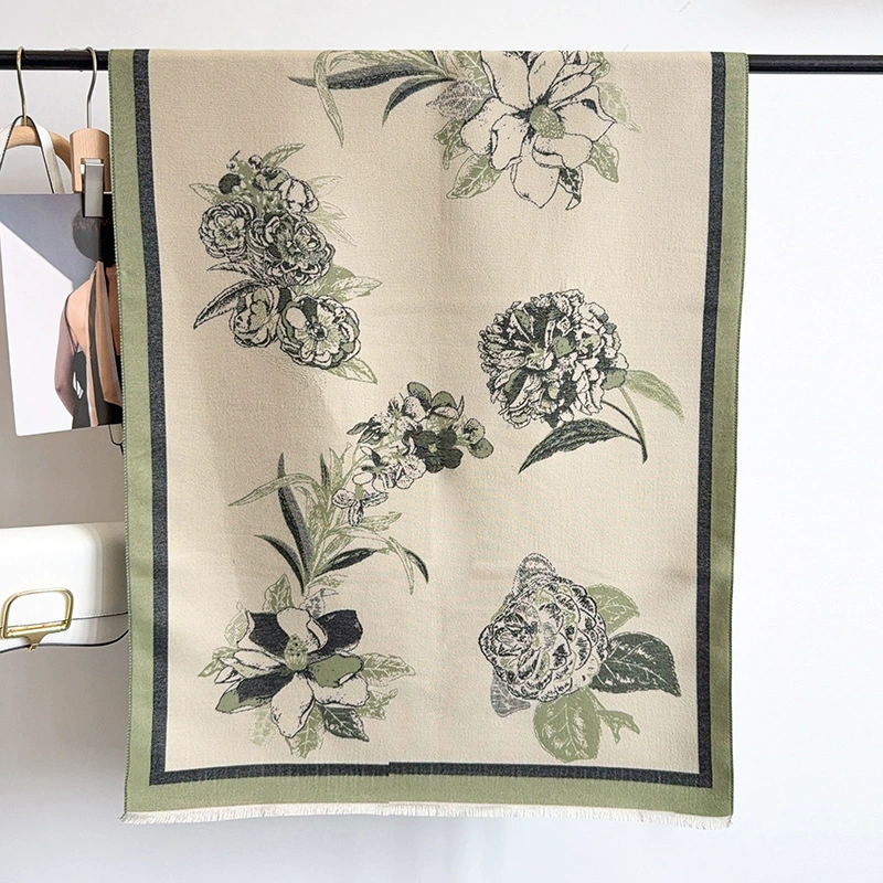Faux Cashmere Jacquard Winter Scarf view 7