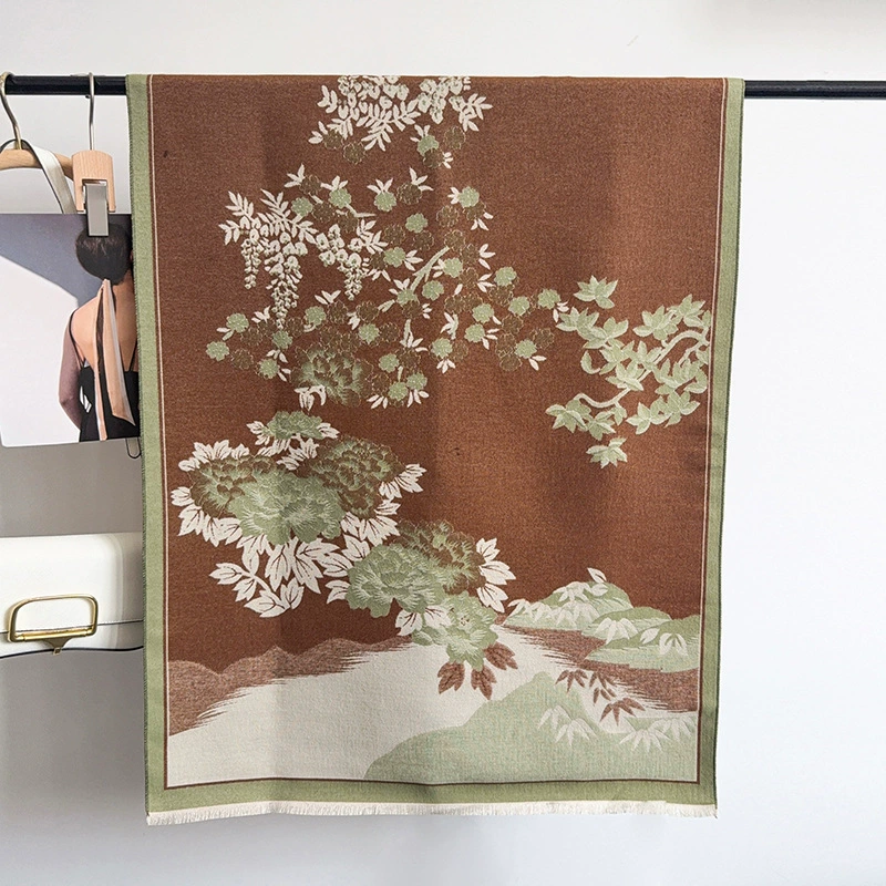 Faux Cashmere Jacquard Winter Scarf view 9