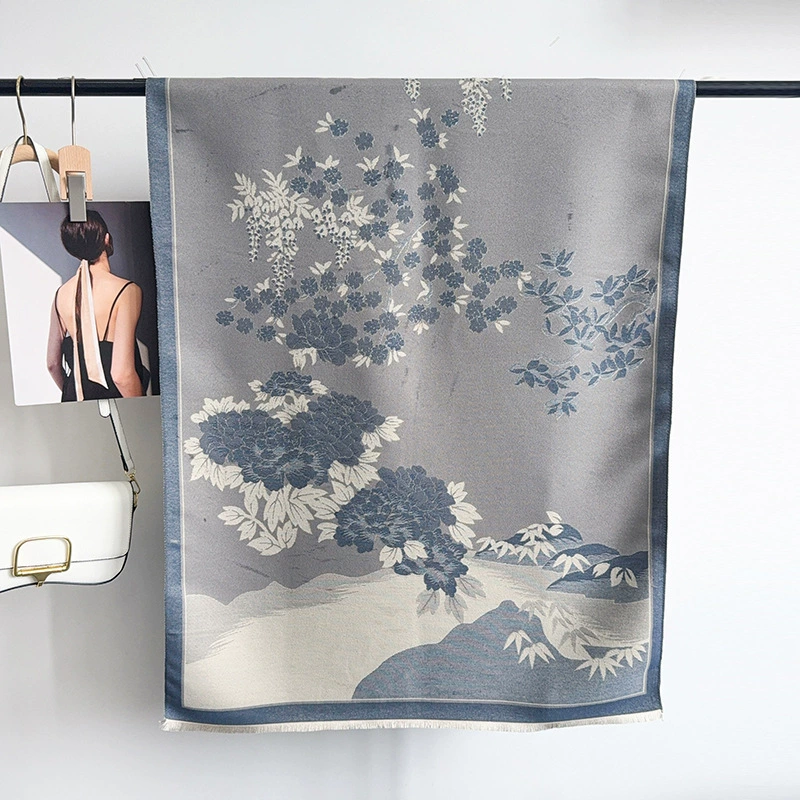 Faux Cashmere Jacquard Winter Scarf view 10