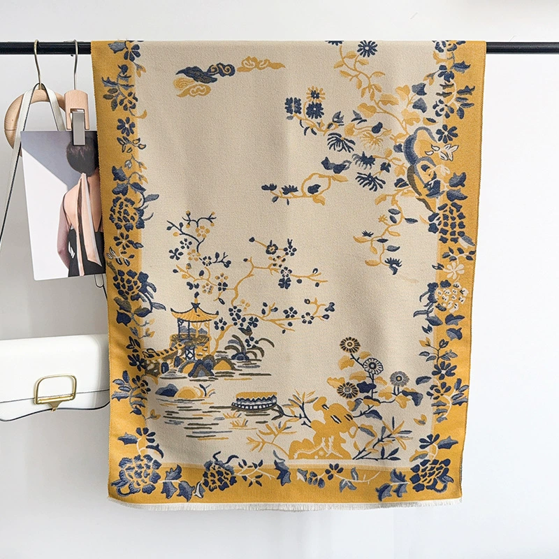 Faux Cashmere Jacquard Winter Scarf view 12