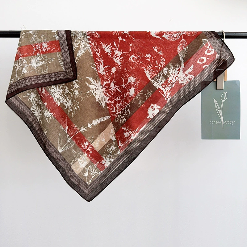 New Chinese Style Silk-Look Square Scarf