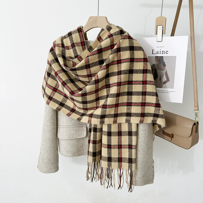 Black White Plaid Winter Scarf view 4
